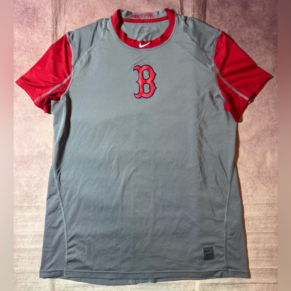 Nike Pro Combat Boston Red Sox Shirt Large Performance Center Swoosh Drifit Men